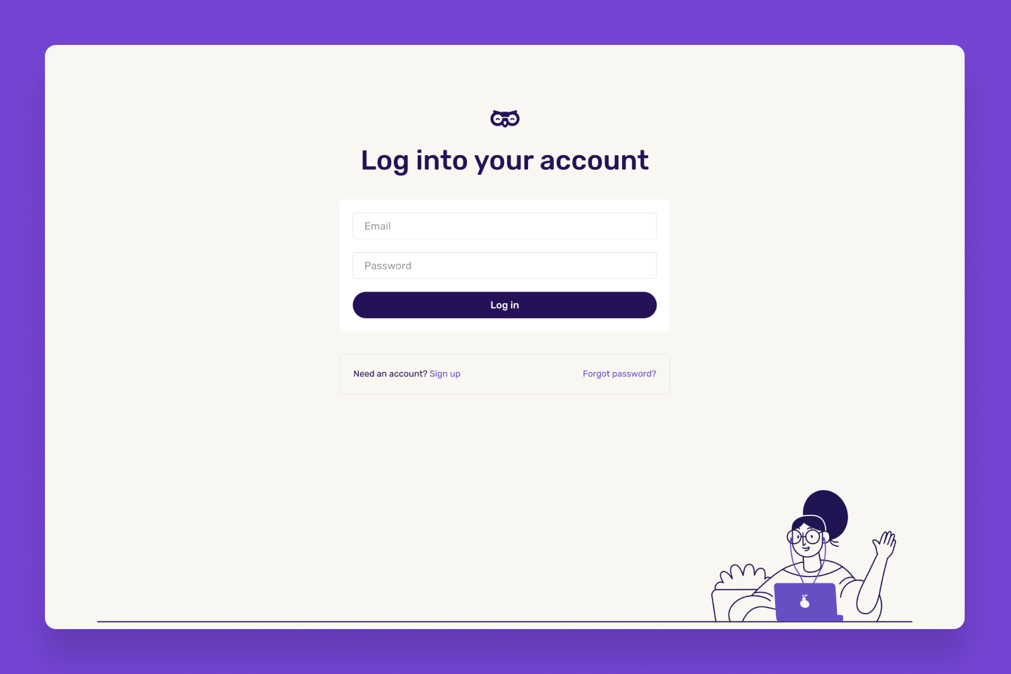 Log in page